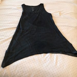 Dark Tunic Tank - Peacock Feather and Side Pockets